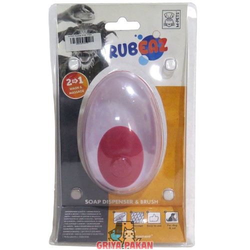 M-Pets Rubeaz Soap Dispenser & Brush 11.5x7.5cm Merah