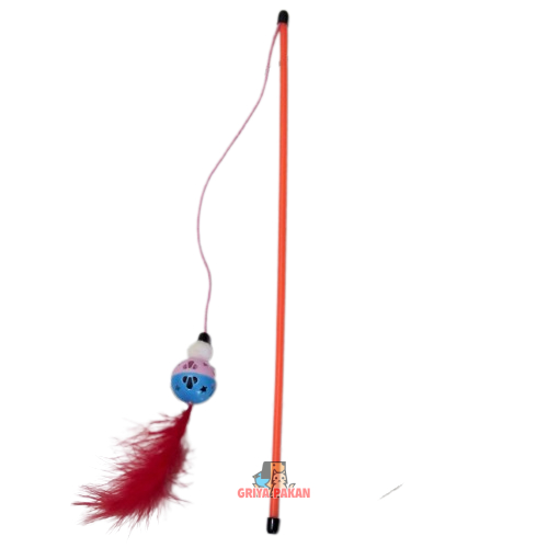 Mainan Stick Kucing Pancing Bola Bulu